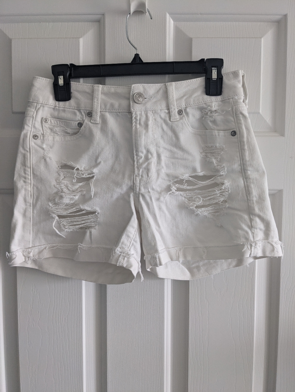 AE Tomgirl Destroyed Midi Short Sz 4 White